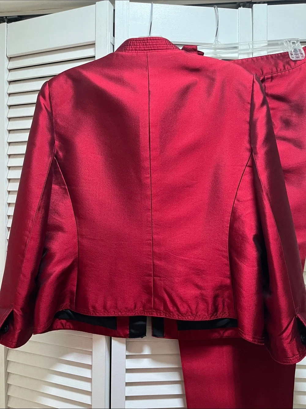 Carlisle Satin Red Zip-Front Blazer and Pants Set